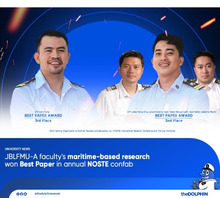 John B. Lacson Foundation Maritime University (Arevalo), Inc. faculty's maritime-based research won Best Paper in Annual Noste Confab