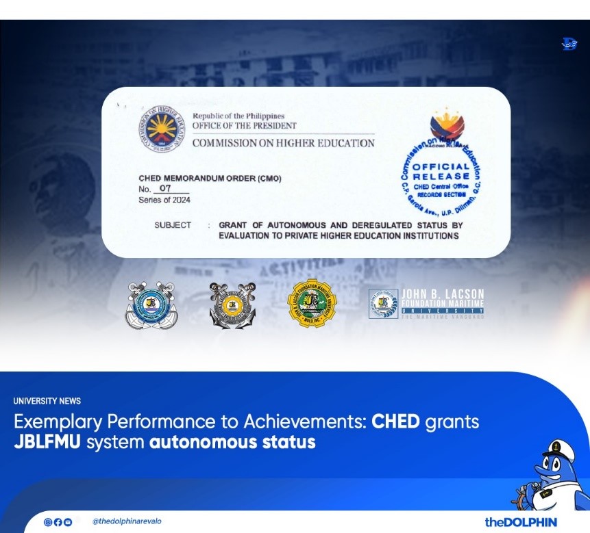 Exemplary Performance to Achievements: CHED grants John B. Lacson Foundation Martime University (Arevalo), Inc. system autonomous status