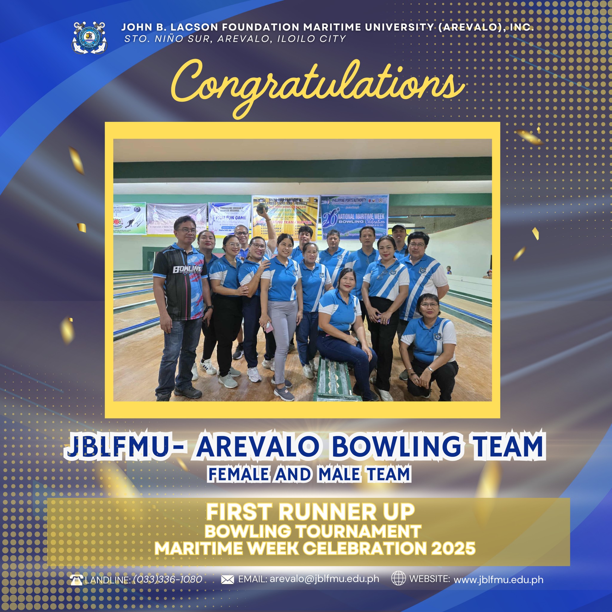 𝗝𝗕𝗟𝗙𝗠𝗨-𝗔𝗿𝗲𝘃𝗮𝗹𝗼 𝗕𝗼𝘄𝗹𝗶𝗻𝗴 𝗧𝗲𝗮𝗺 𝗦𝗲𝗰𝘂𝗿𝗲𝘀 𝟭𝘀𝘁 𝗥𝘂𝗻𝗻𝗲𝗿-𝗨𝗽 𝗶𝗻 𝗠𝗮𝗿𝗶𝘁𝗶𝗺𝗲 𝗪𝗲𝗲𝗸 𝟮𝟬𝟮𝟱 𝗧𝗼𝘂𝗿𝗻𝗮𝗺𝗲𝗻𝘁