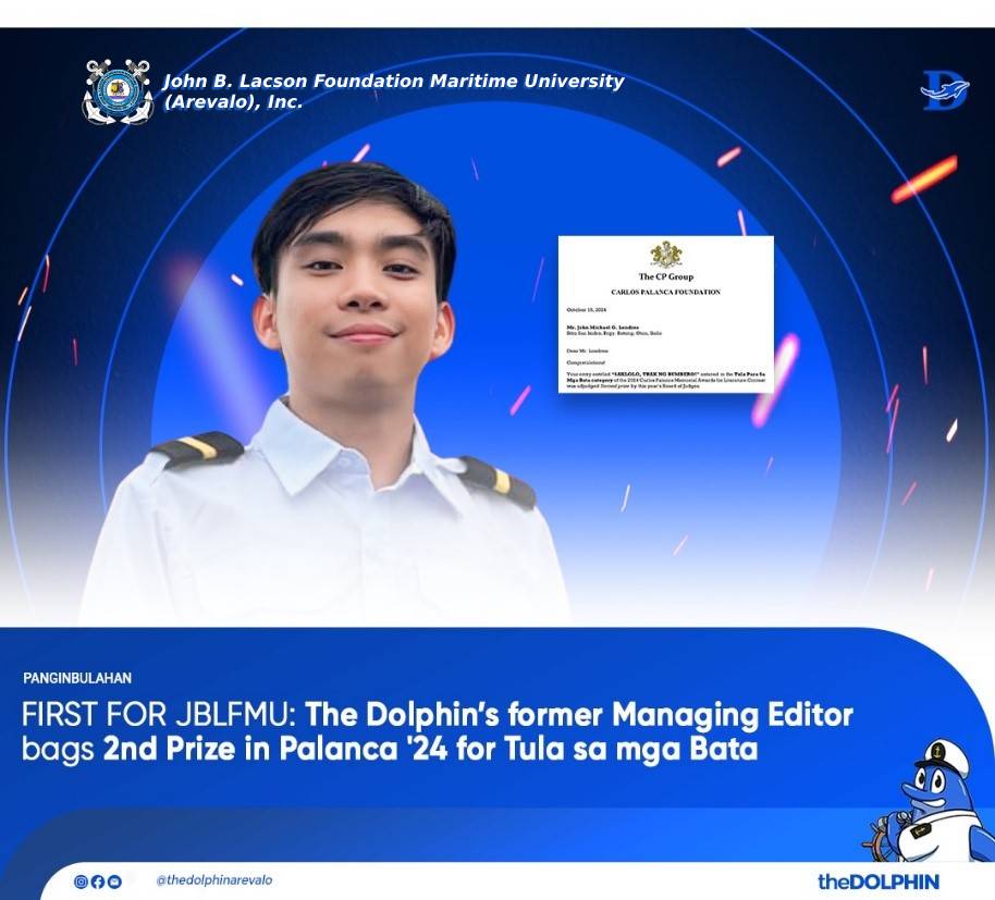 PANGINBULAHAN | FIRST FOR JBLFMU: The Dolphin’s former Managing Editor bag 2nd Prize in Palanca ’24 for Tula sa mga Bata