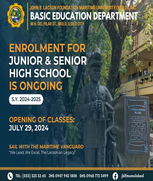 Enrolment for Junior and Senior High School for S.Y. 2024-2025 is ongoing