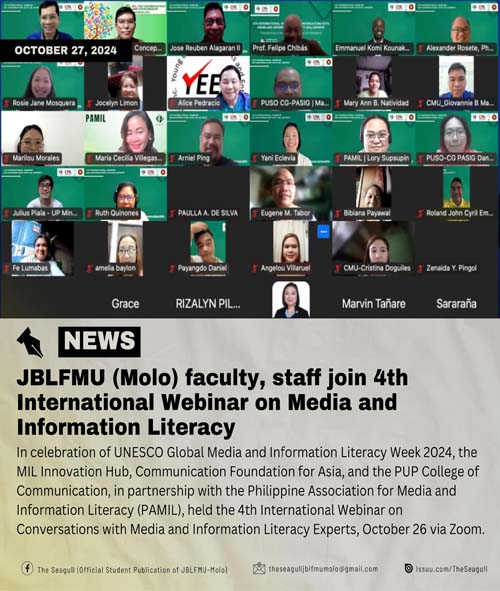 JBLFMU (Molo) faculty, staff join 4th International Webinar on Media and Information Literacy