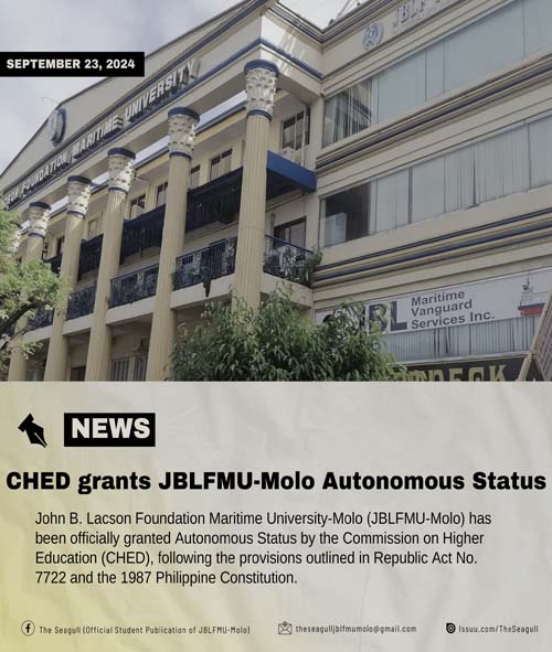 CHED grants JBLFMU-Molo Autonomous Status